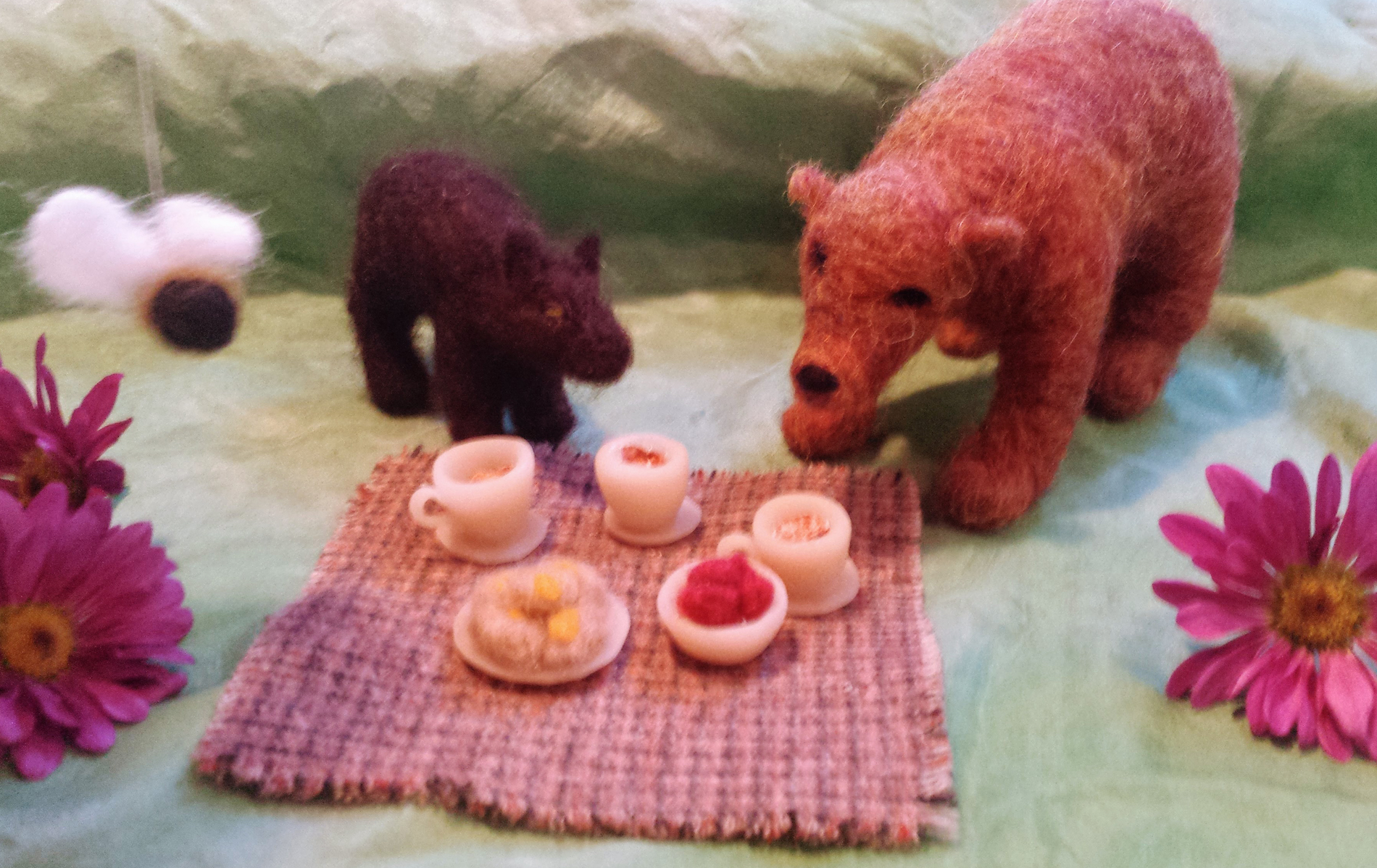 Each session features a handmade puppet show